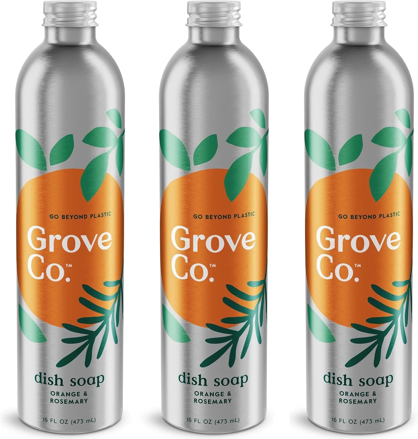Grove Co. Dish Soap, 3 x 16 fl oz Refills + Refillable Glass Dispenser