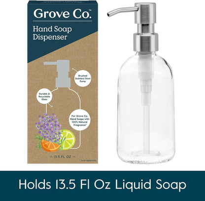 Grove Co. Gel Hand Soap Dispenser, 2 x 13.5 oz Glass Bottles