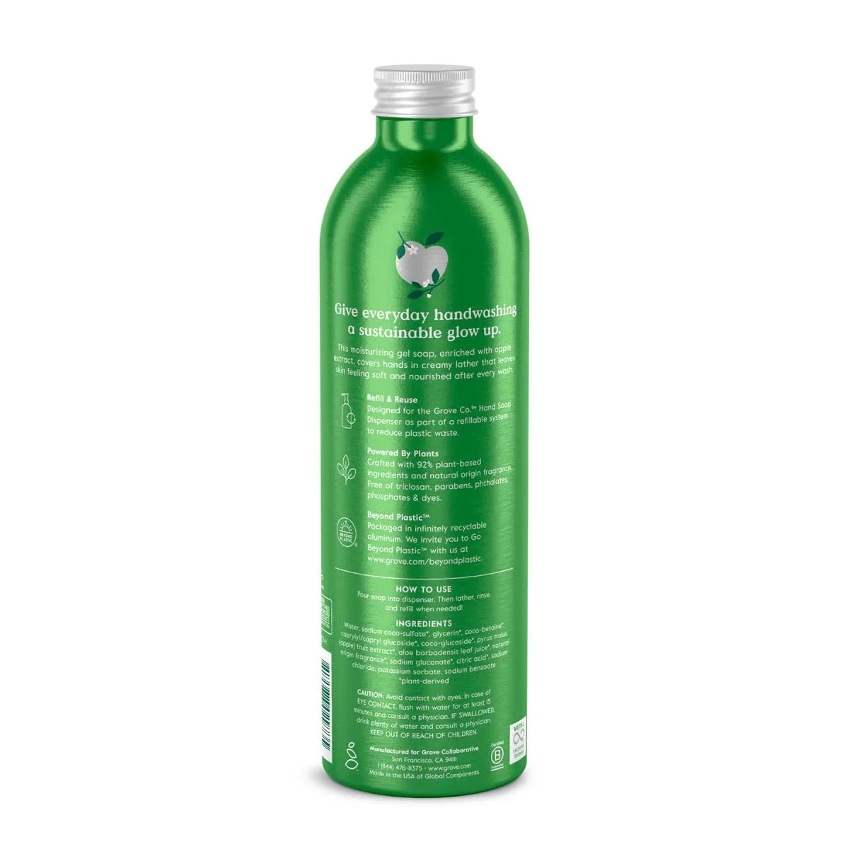 Grove Co. Gel Hand Soap (24oz) + Glass Dispenser, Lavender Blossom & Thyme