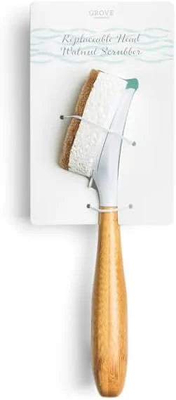 Grove Co. Replaceable Head Walnut Scrubber Dish Brush, Non-Scratch, 1 Count