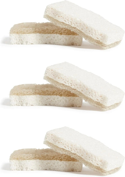 Grove Co. Coconut Scrubber Sponges, 6 Count, Dual Sided, Non-Scratch