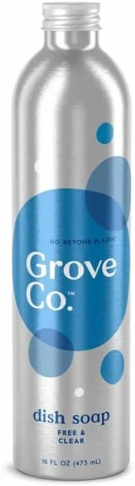 Grove Co. Dish Soap, 3 x 16 fl oz Refills + Refillable Glass Dispenser