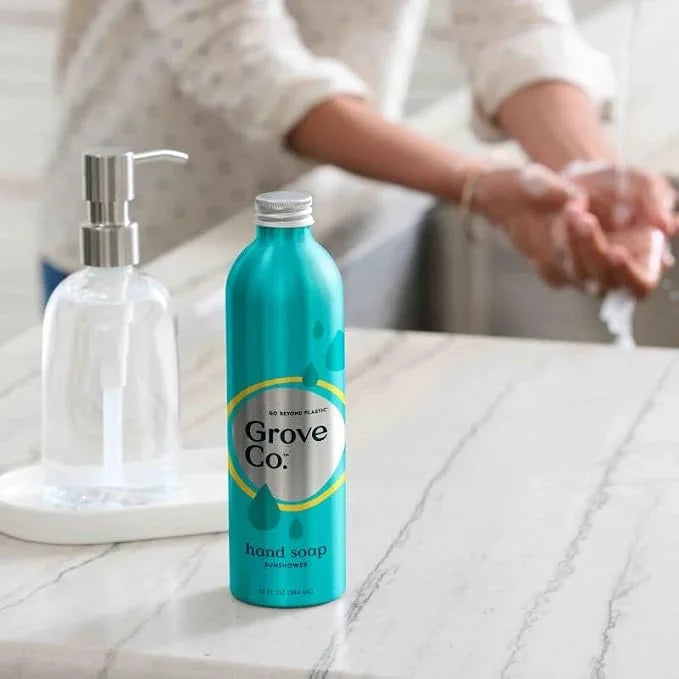 Grove Co. Gel Hand Soap (24oz) + Glass Dispenser, Lavender Blossom & Thyme