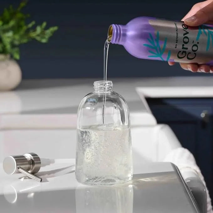 Grove Co. Gel Hand Soap (24oz) + Glass Dispenser, Lavender Blossom & Thyme