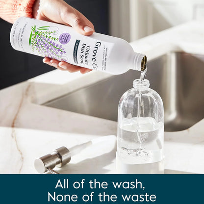 Grove Co. Dish Soap, 3 x 16 fl oz Refills + Refillable Glass Dispenser