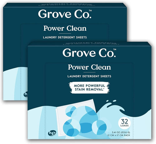 Grove Co. Laundry Detergent Sheets, 2 Pack, 64 Loads, Unscented