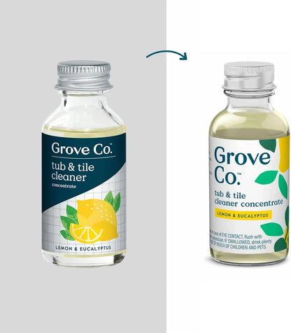 Grove Co. Tub and Tile Cleaner, 6 x 1 fl oz Refills, Lemon & Eucalyptus