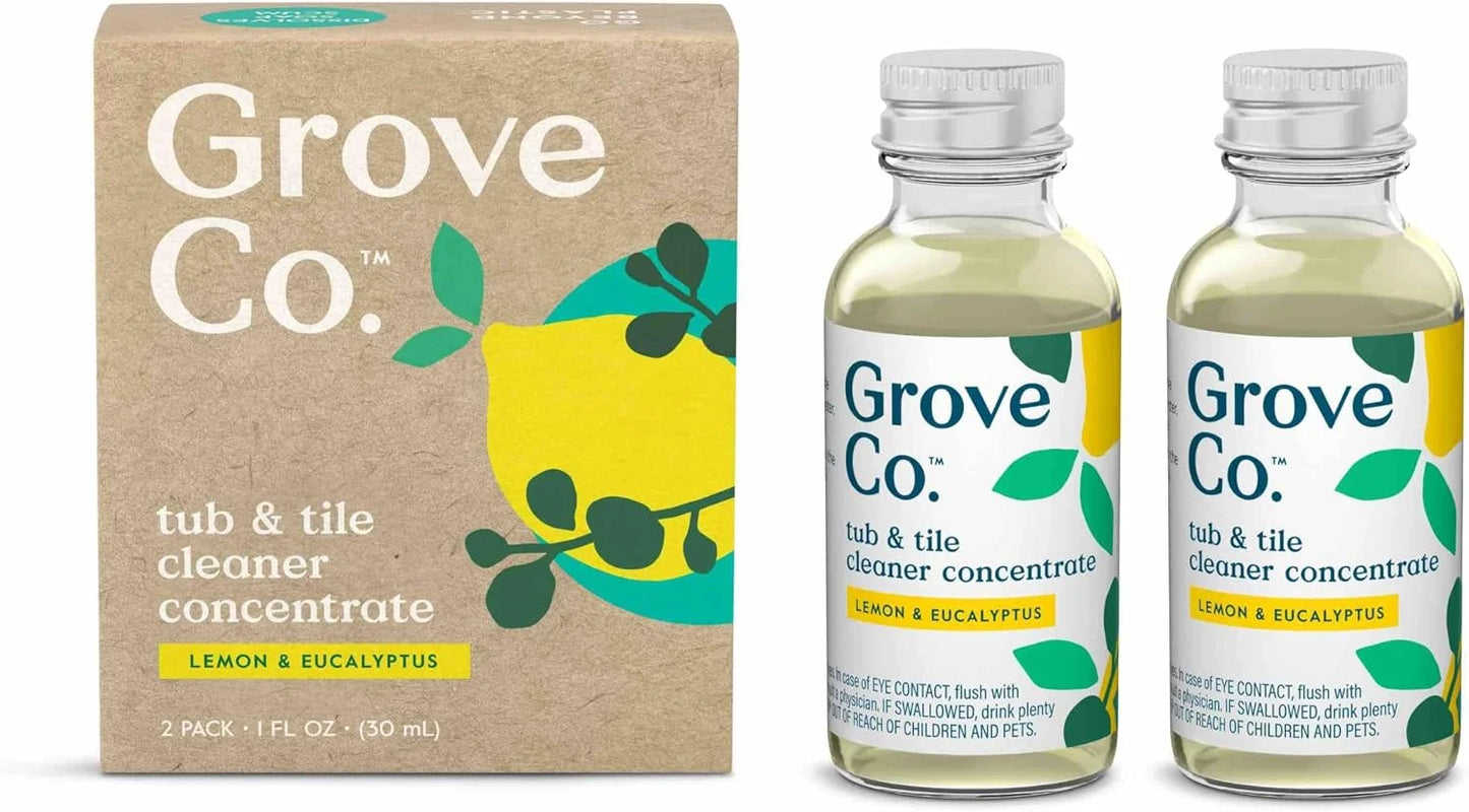 Grove Co. Tub and Tile Cleaner, 6 x 1 fl oz Refills, Lemon & Eucalyptus