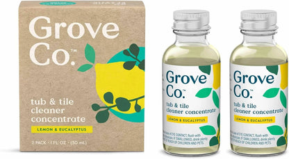 Grove Co. Tub and Tile Cleaner, 6 x 1 fl oz Refills, Lemon & Eucalyptus