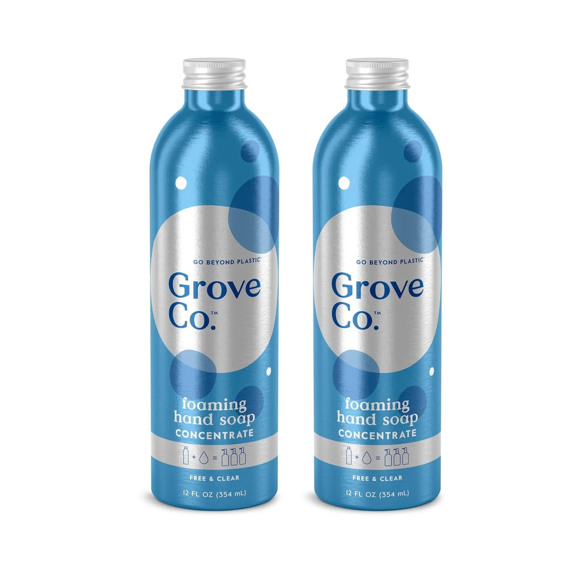 Grove Co. Foaming Hand Soap Refills, Unscented, 2 x 12 oz