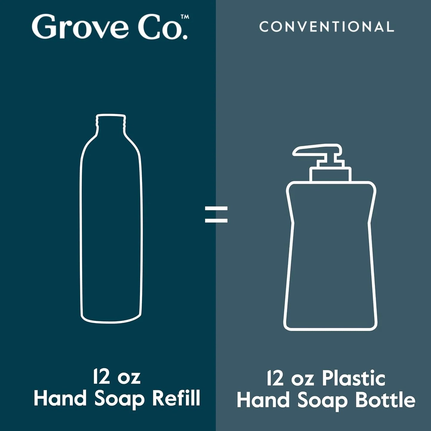 Grove Co. Foaming Hand Soap Refills, Unscented, 2 x 12 oz