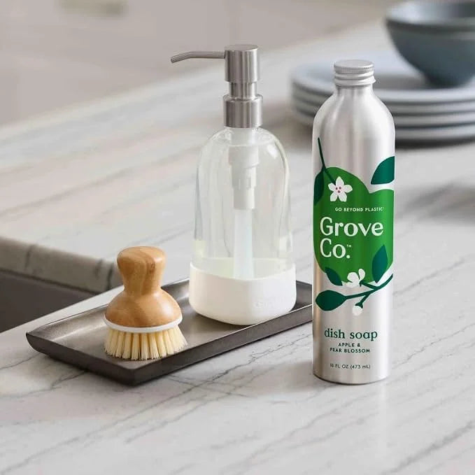 Grove Co. Dish Soap, 3 x 16 fl oz Refills + Refillable Glass Dispenser