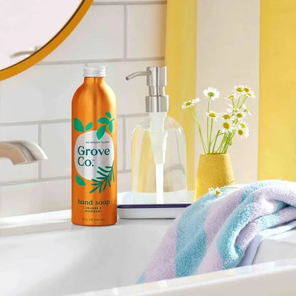 Grove Co. Gel Hand Soap (24oz) + Glass Dispenser, Lavender Blossom & Thyme