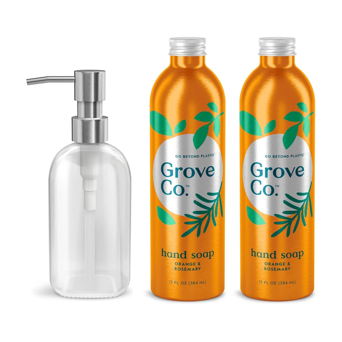 Grove Co. Gel Hand Soap (24oz) + Glass Dispenser, Lavender Blossom & Thyme