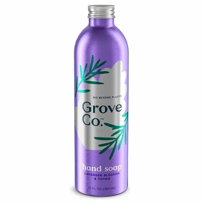 Grove Co. Gel Hand Soap (24oz) + Glass Dispenser, Lavender Blossom & Thyme