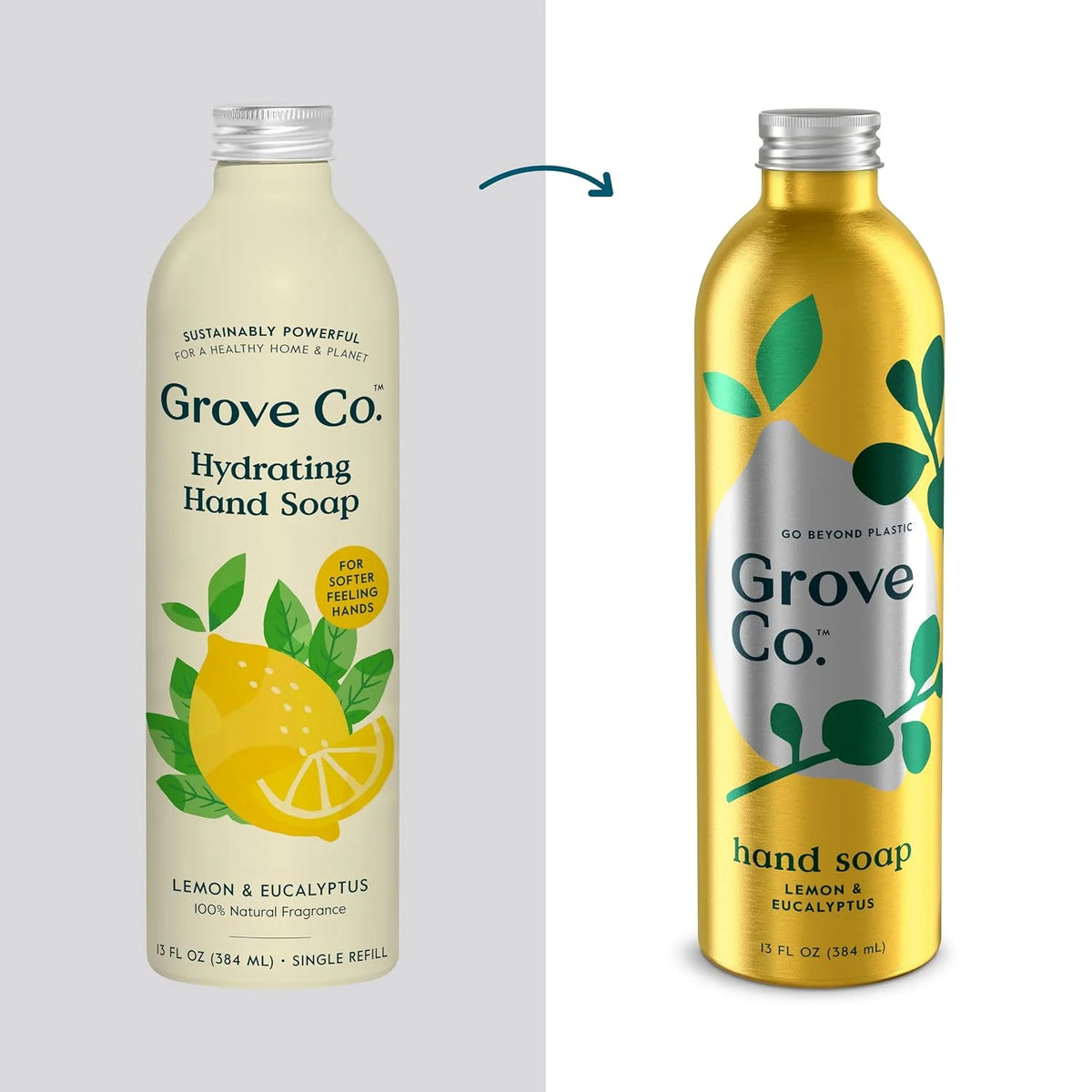 Grove Co. Gel Hand Soap (24oz) + Glass Dispenser, Lavender Blossom & Thyme