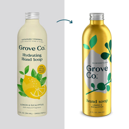 Grove Co. Gel Hand Soap (24oz) + Glass Dispenser, Lavender Blossom & Thyme