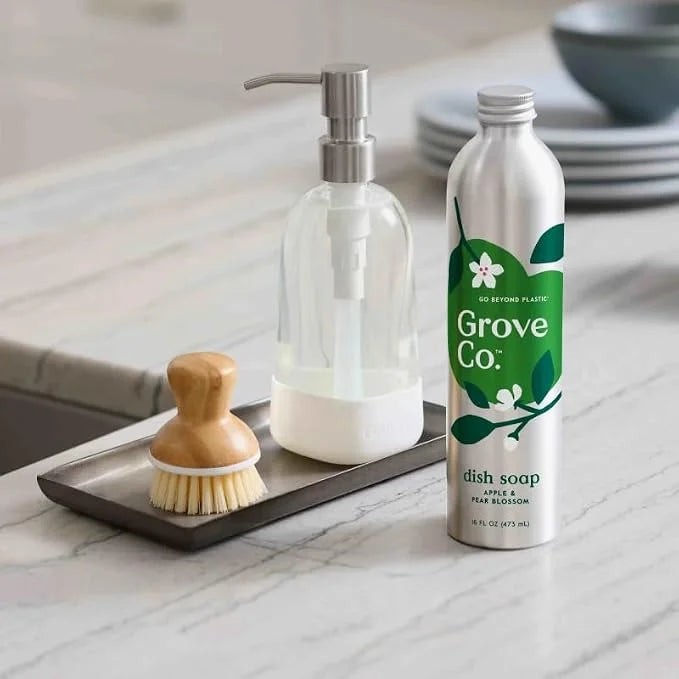 Grove Co. Dish Soap, 3 x 16 fl oz Refills + Refillable Glass Dispenser