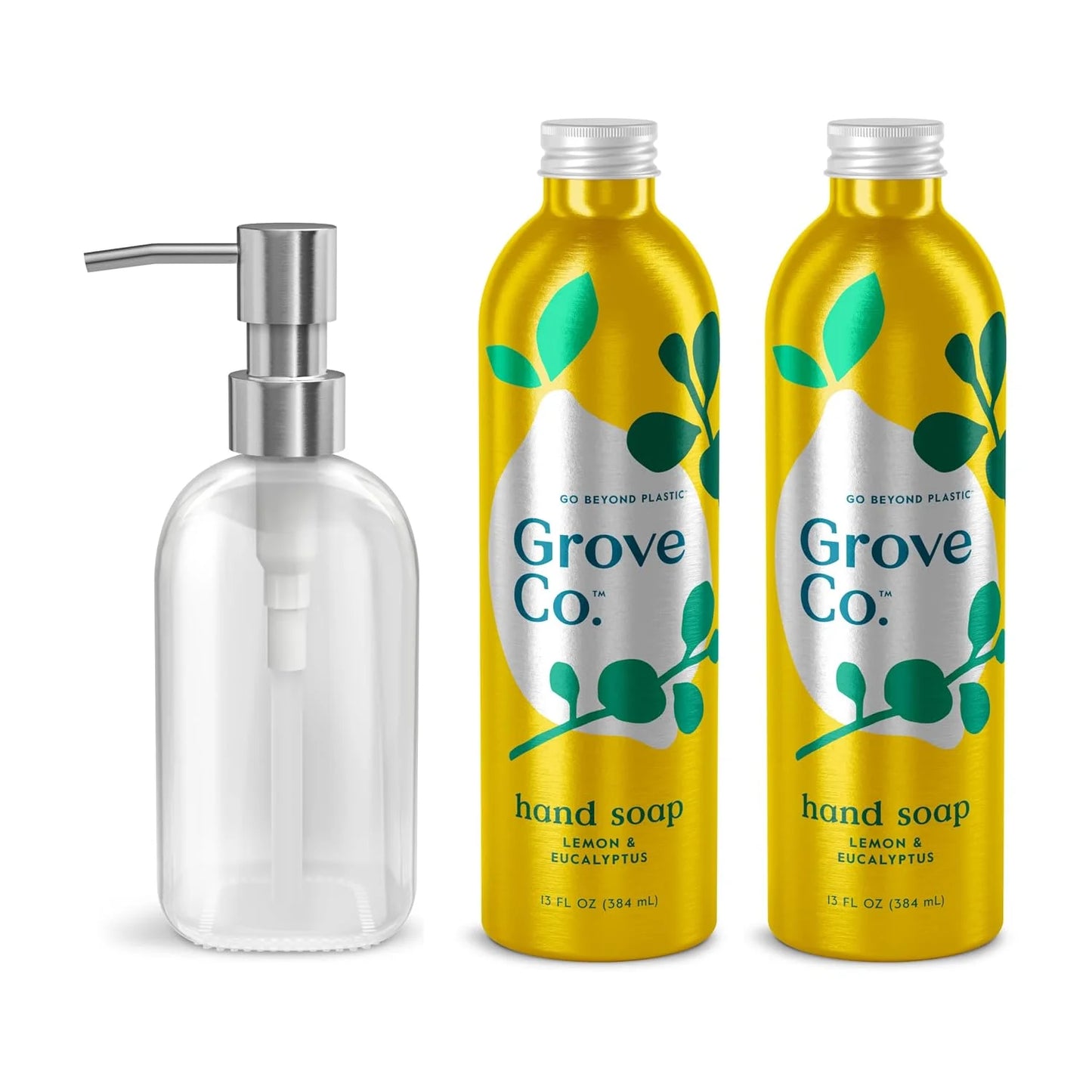 Grove Co. Gel Hand Soap (24oz) + Glass Dispenser, Lavender Blossom & Thyme