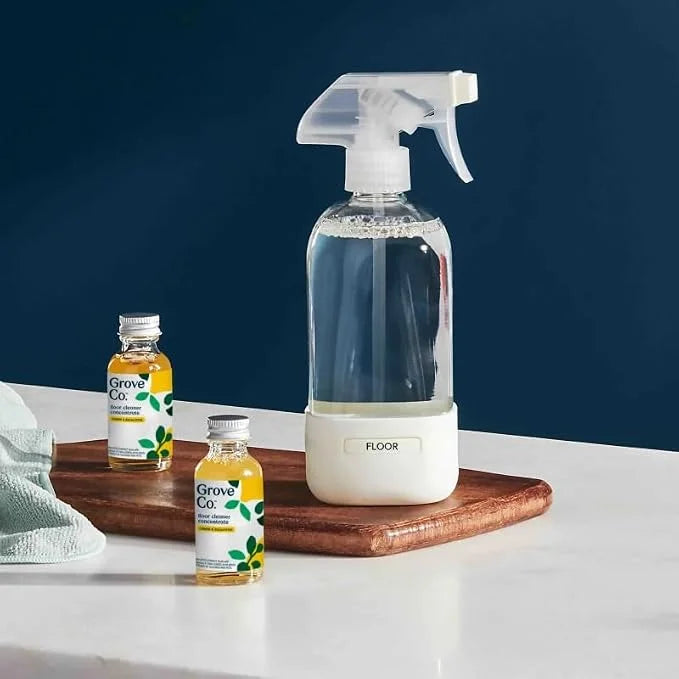 Grove Co. Refillable Glass Spray Bottle for Cleaning, 16 oz, White