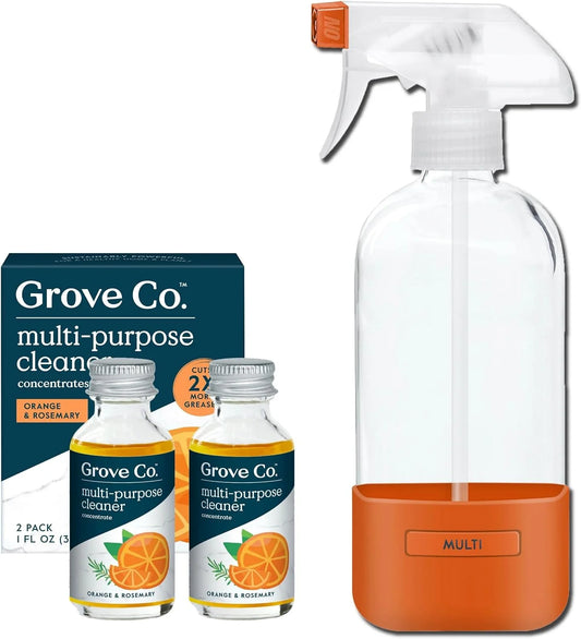 Grove Co. Multi-Purpose Cleaner Refills & Glass Bottle, Orange & Rosemary