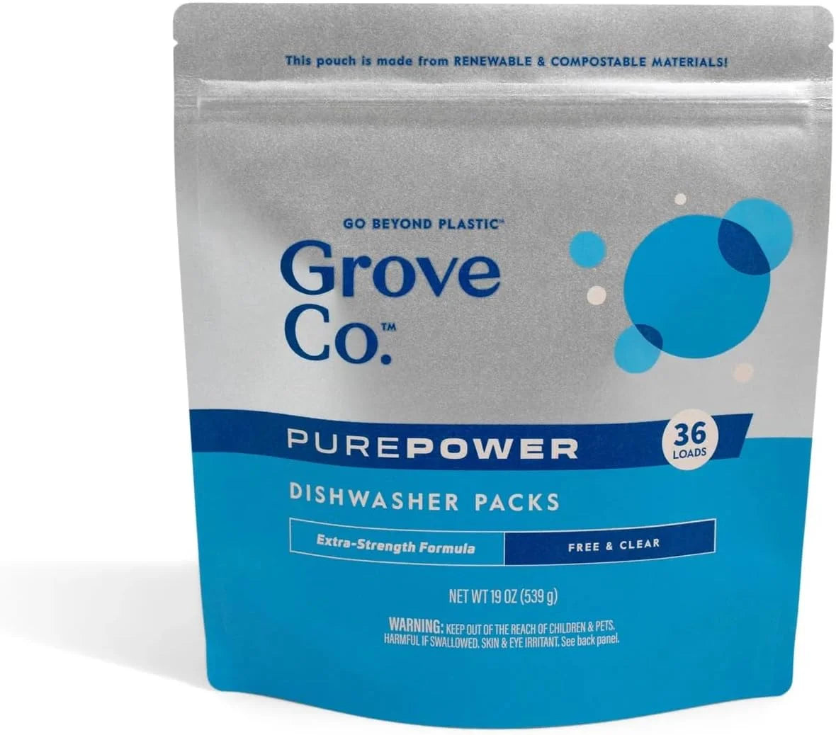 Grove Co. PurePower Dishwasher Detergent Pods, 36 Count, Lemon & Eucalyptus