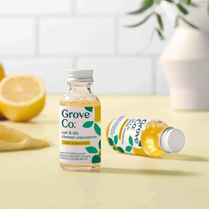 Grove Co. Tub and Tile Cleaner, 6 x 1 fl oz Refills, Lemon & Eucalyptus