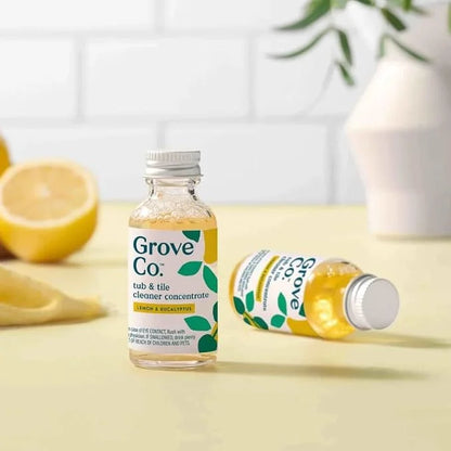 Grove Co. Tub and Tile Cleaner, 6 x 1 fl oz Refills, Lemon & Eucalyptus
