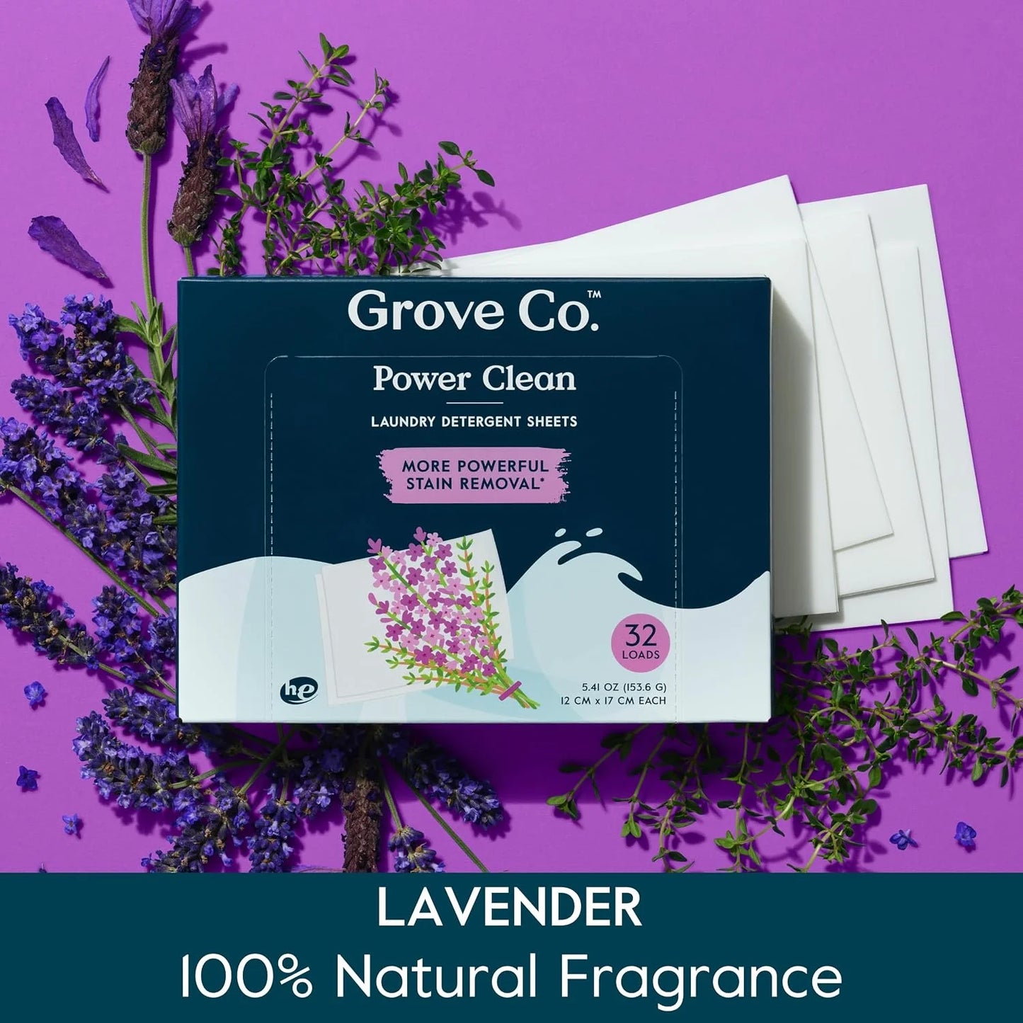 Grove Co. Laundry Detergent Sheets, 2 Pack, 64 Loads, Unscented