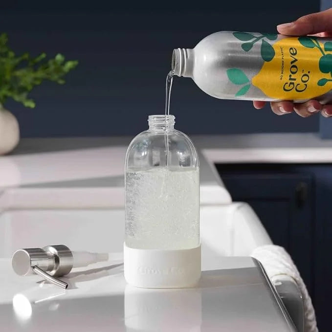 Grove Co. Dish Soap, 3 x 16 fl oz Refills + Refillable Glass Dispenser