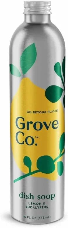 Grove Co. Dish Soap, 3 x 16 fl oz Refills + Refillable Glass Dispenser