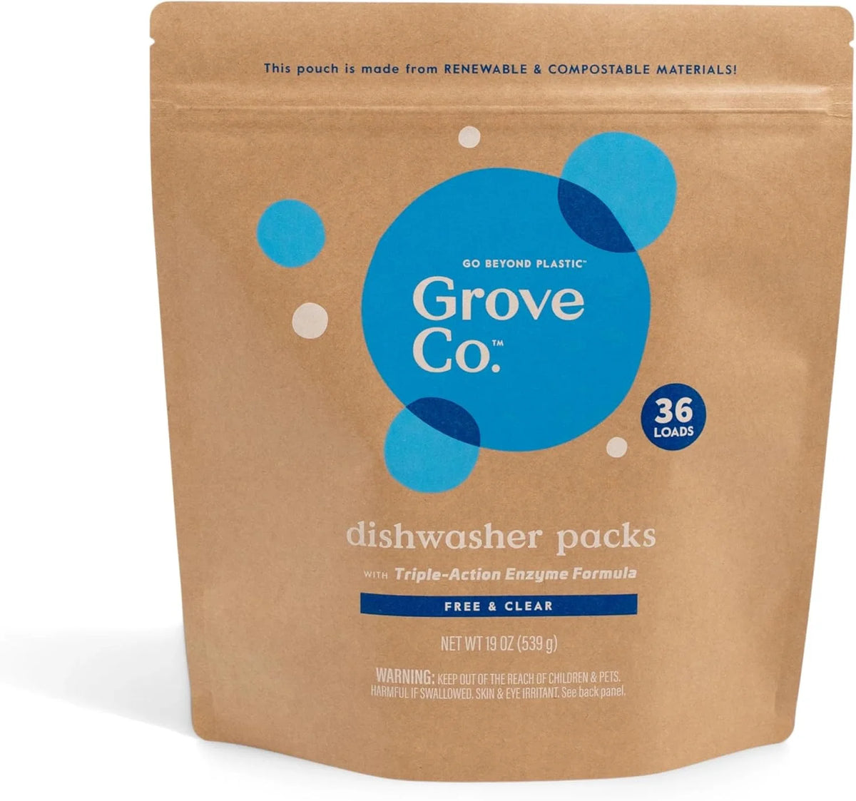 Grove Co. Dishwasher Detergent Pods, 36 Count, Lemon & Eucalyptus