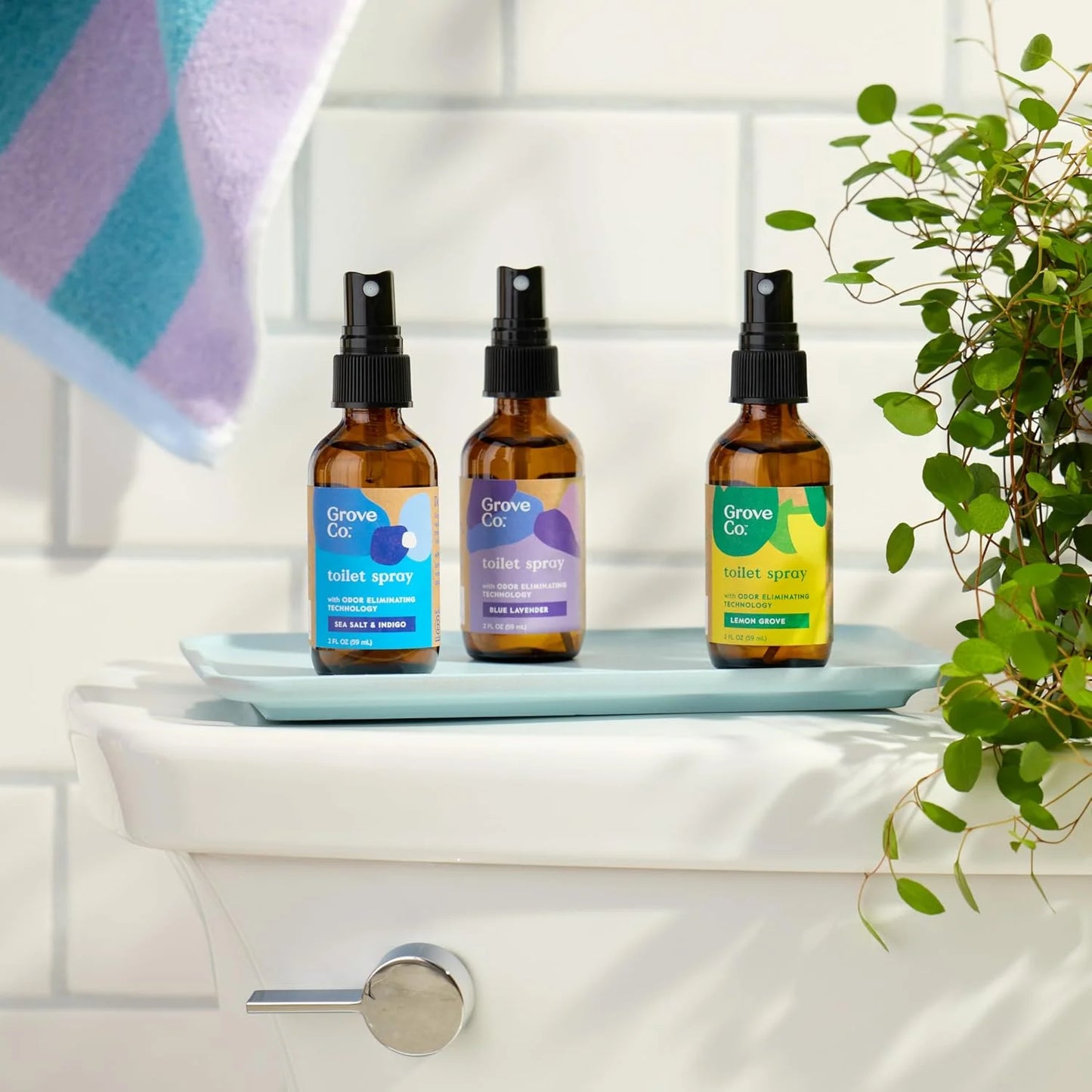 Grove Co. Toilet Spray and Odor Eliminator, Lemon Grove, 2 Fl Oz