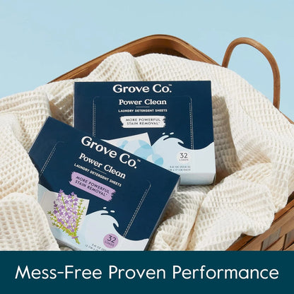 Grove Co. Laundry Detergent Sheets, 2 Pack, 64 Loads, Unscented