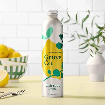Grove Co. Dish Soap, 3 x 16 fl oz Refills + Refillable Glass Dispenser
