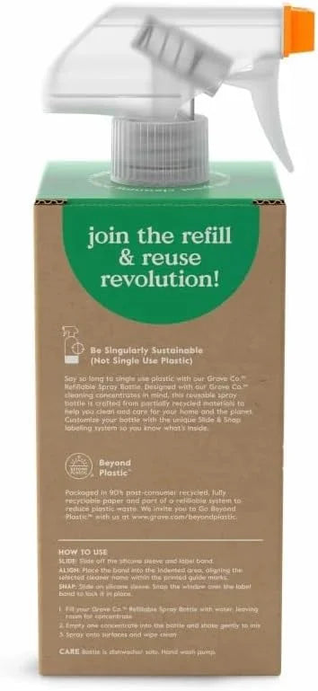 Grove Co. Refillable Glass Spray Bottle for Cleaning, 16 oz, White