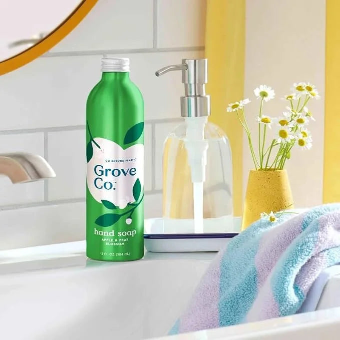 Grove Co. Gel Hand Soap (24oz) + Glass Dispenser, Lavender Blossom & Thyme