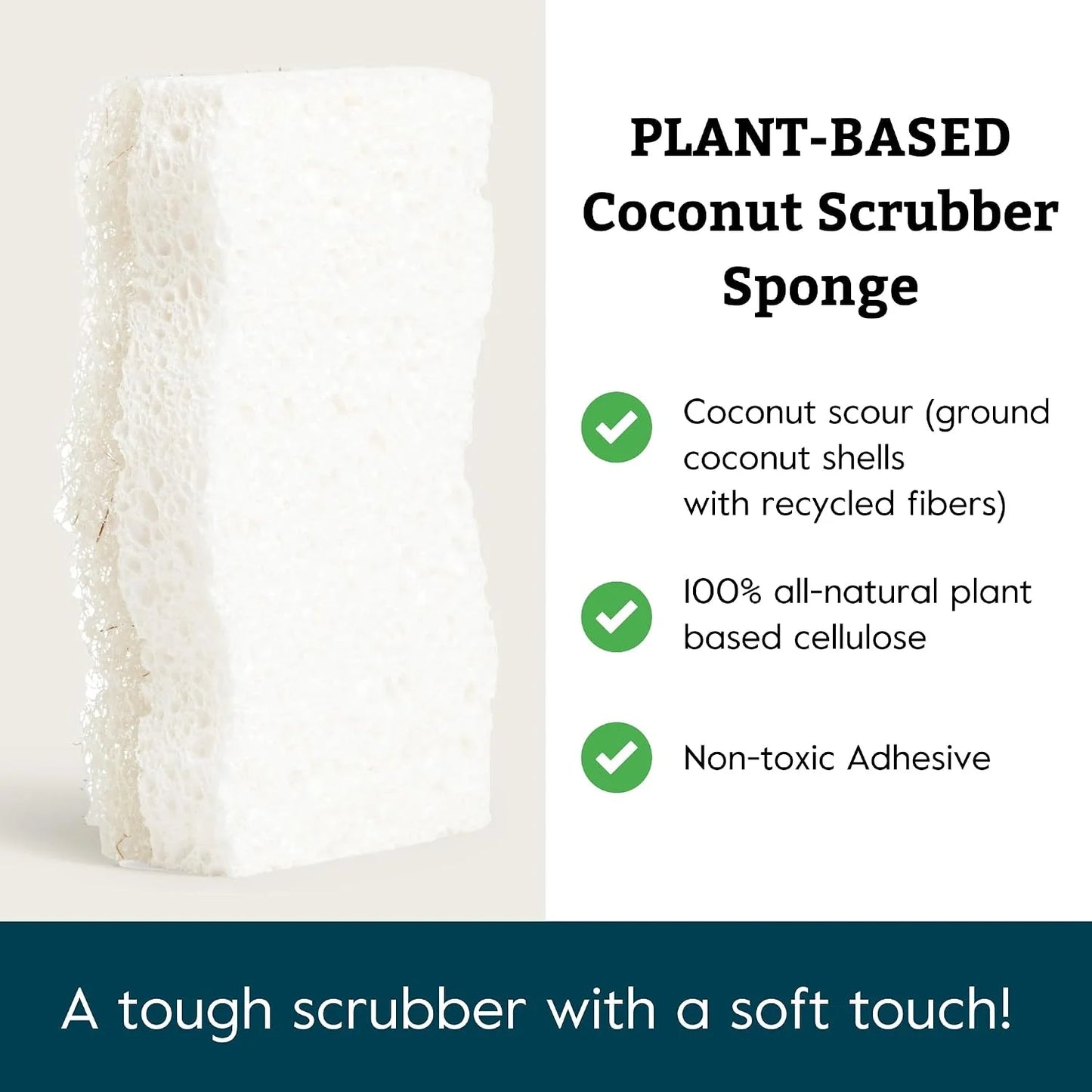 Grove Co. Coconut Scrubber Sponges, 6 Count, Dual Sided, Non-Scratch