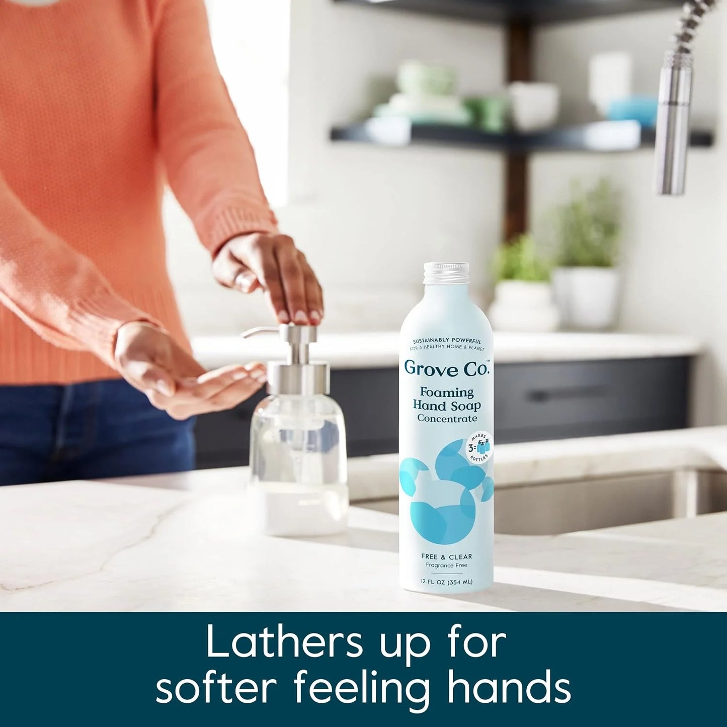 Grove Co. Foaming Hand Soap Refills, Unscented, 2 x 12 oz