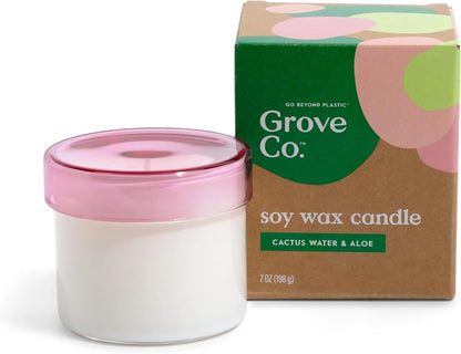 Grove Co. Soy Wax Candle, Cactus Water & Aloe, 7 oz