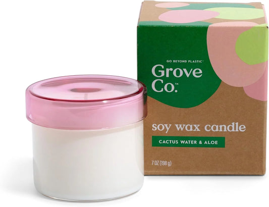 Grove Co. Soy Wax Candle, Cactus Water & Aloe, 7 oz