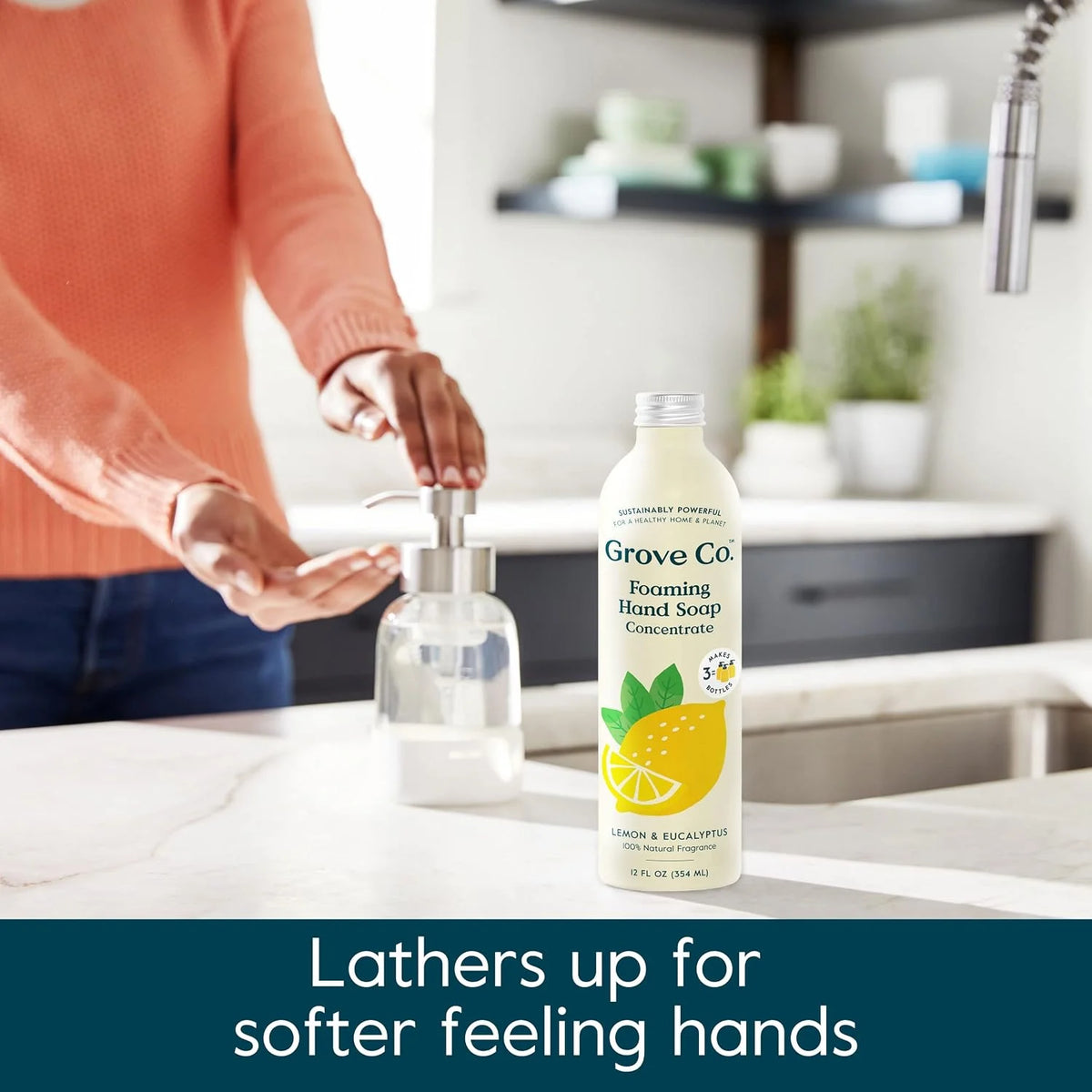 Grove Co. Foaming Hand Soap Refills, Unscented, 2 x 12 oz