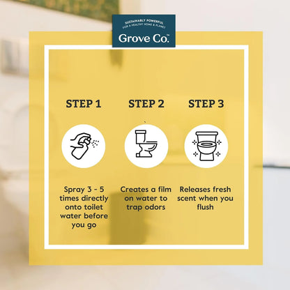 Grove Co. Toilet Spray and Odor Eliminator, Lemon Grove, 2 Fl Oz