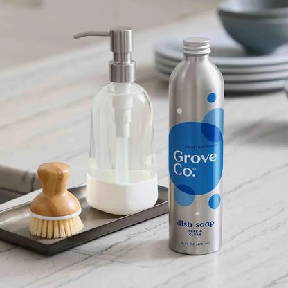 Grove Co. Dish Soap, 3 x 16 fl oz Refills + Refillable Glass Dispenser
