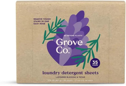 Grove Co. Laundry Detergent Sheets, 35 Loads, Free & Clear