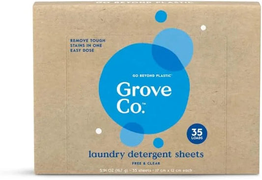 Grove Co. Laundry Detergent Sheets, 35 Loads, Free & Clear