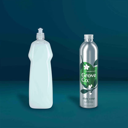 Grove Co. Dish Soap, 3 x 16 fl oz Refills + Refillable Glass Dispenser