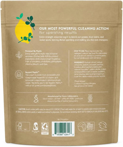Grove Co. PurePower Dishwasher Detergent Pods, 36 Count, Lemon & Eucalyptus