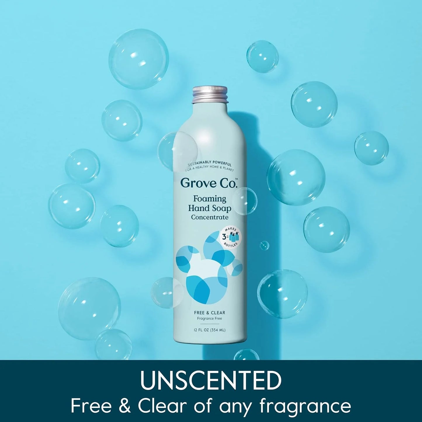 Grove Co. Foaming Hand Soap Refills, Unscented, 2 x 12 oz