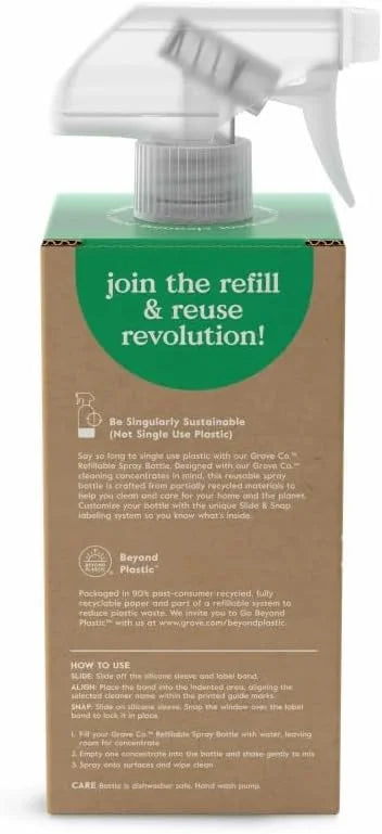 Grove Co. Refillable Glass Spray Bottle for Cleaning, 16 oz, White
